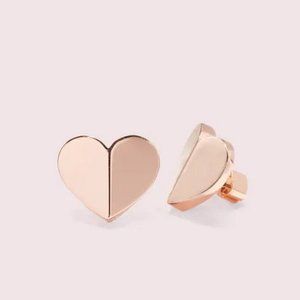 Kate Spade heritage spade small heart studs Rose Gold